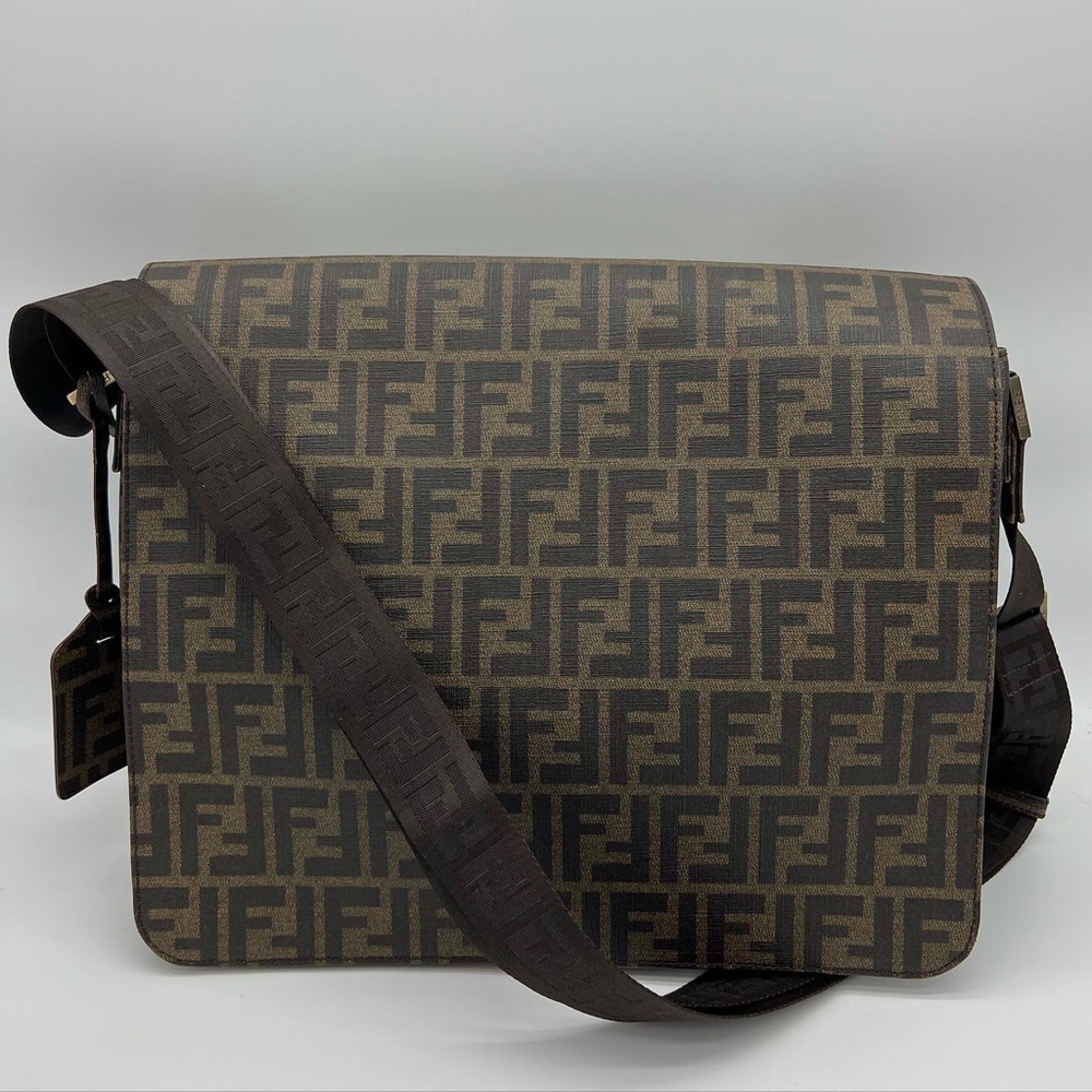 Authentic Fendi Zucca coated canvas messenger bag